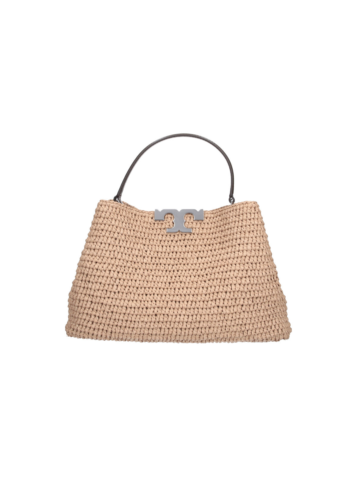 Beige Textured Trapezoidal Woven Bag