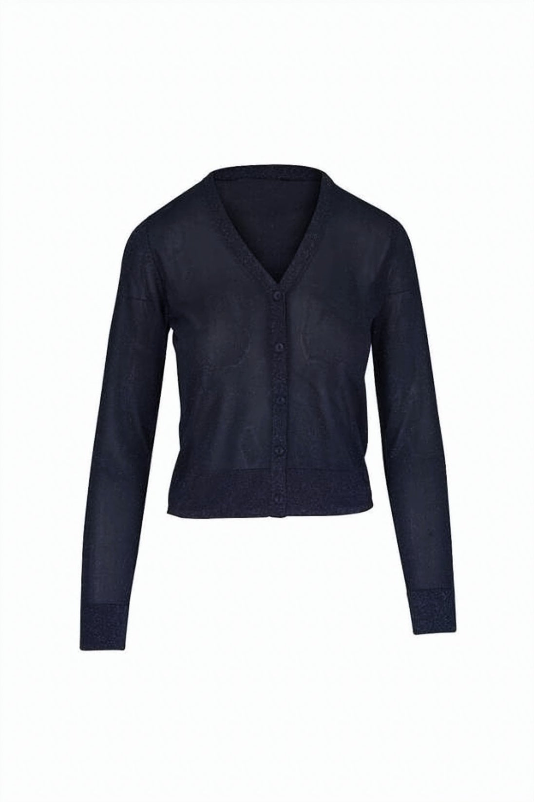 Cropped Black Cardigan with Deep V-Neckline