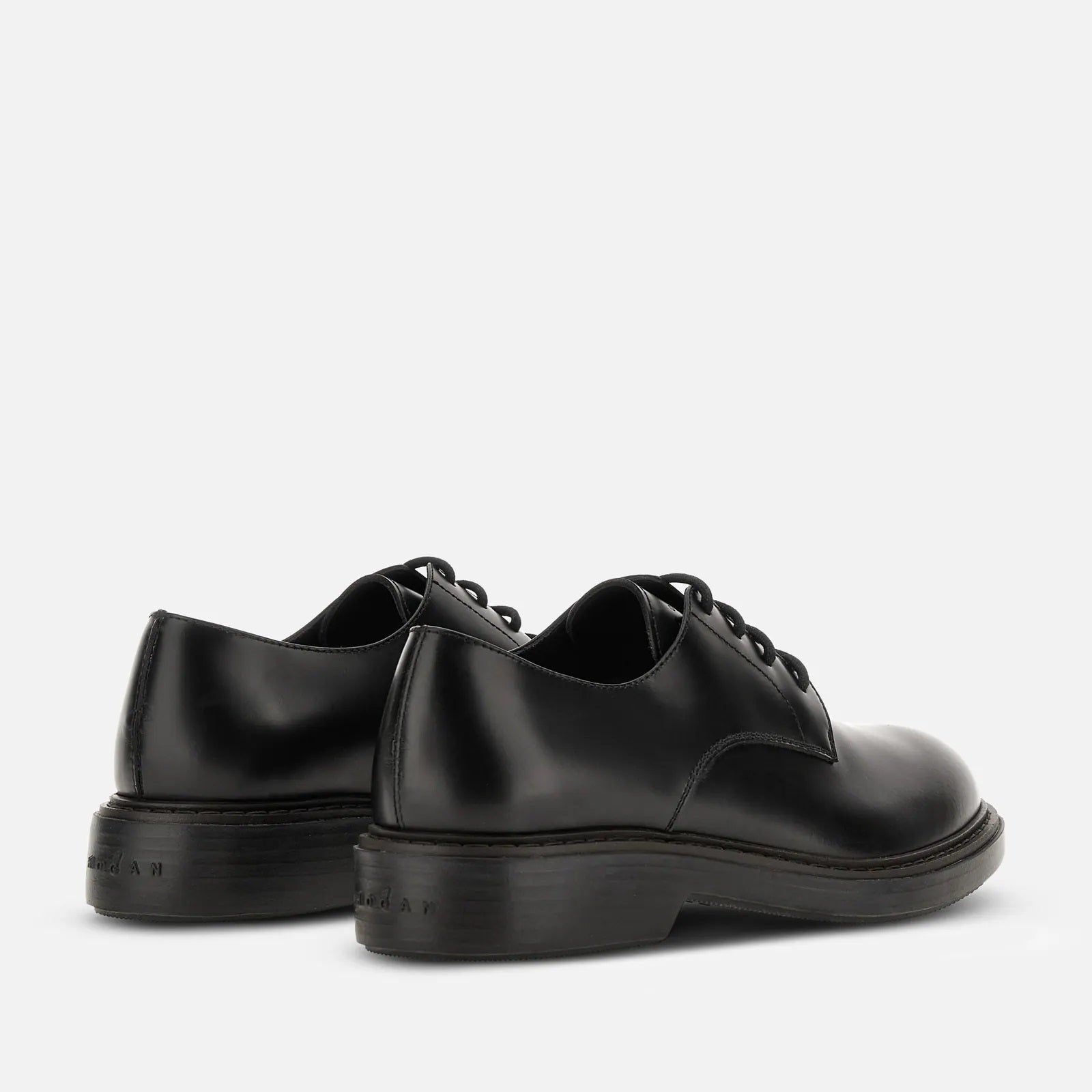 H704 Derby Lace-Up Shoes in Black Calfskin