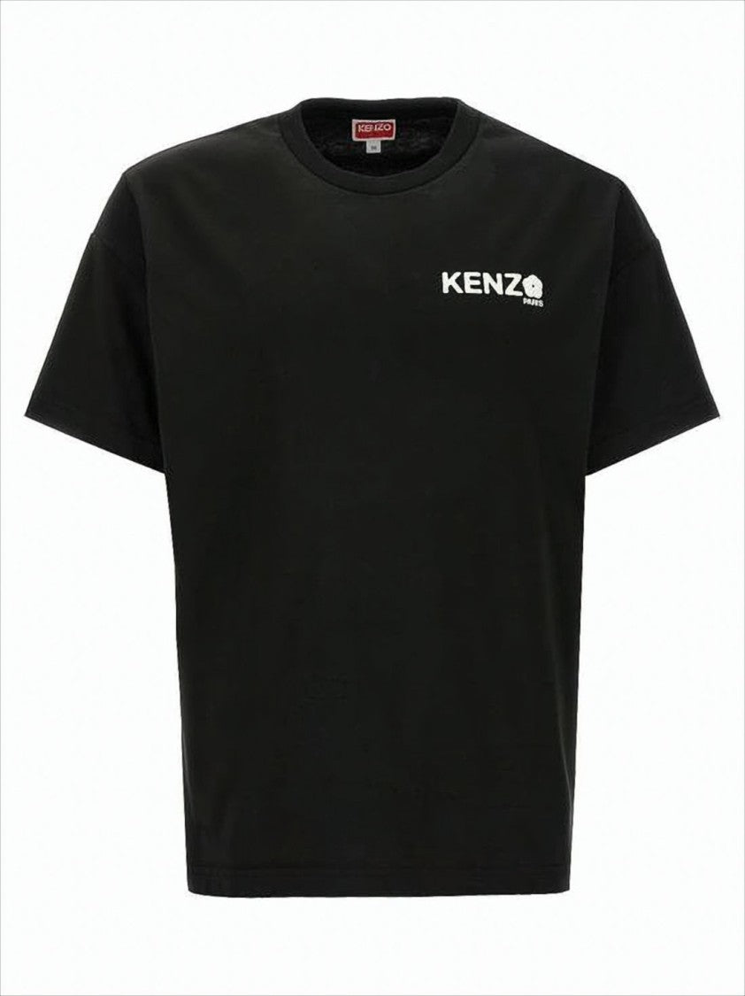 Black Short-Sleeve T-Shirt with Logo Detail