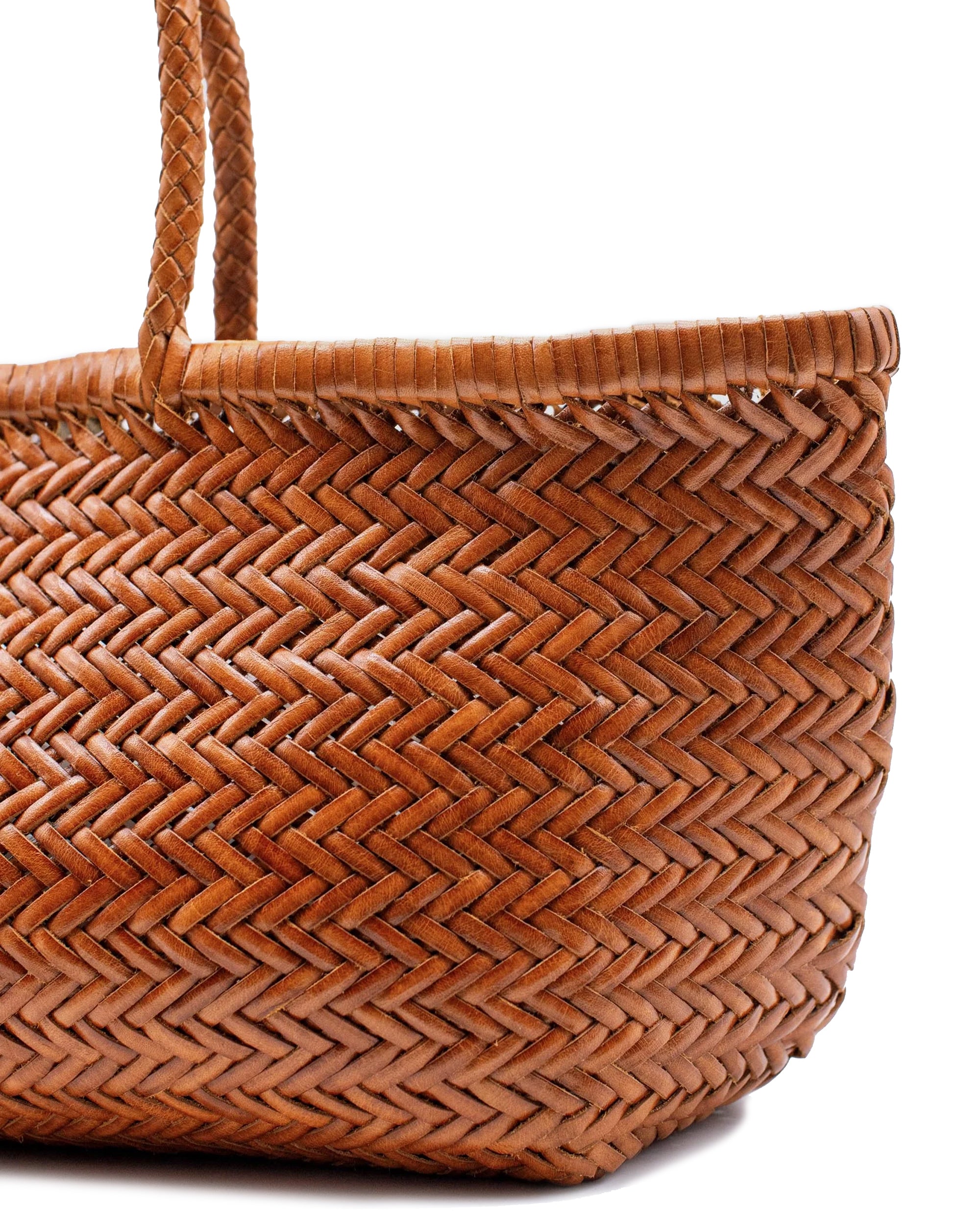 Large Handwoven Basket Tote in Buffalo Calf Leather
