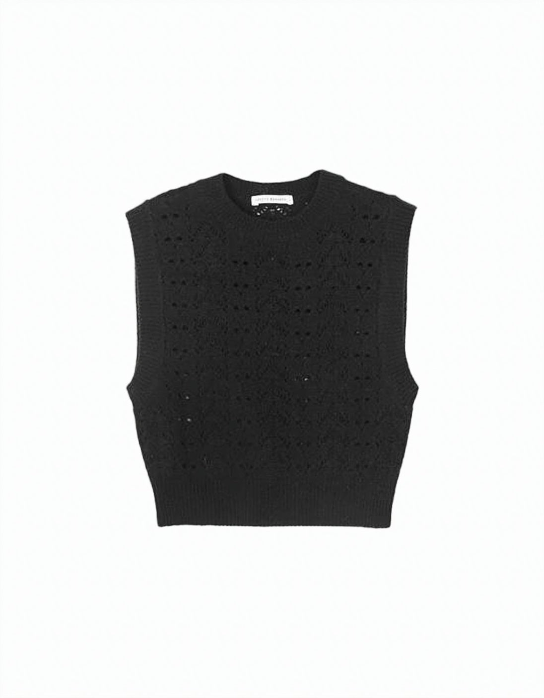 Cropped Black Wool Knitted Vest