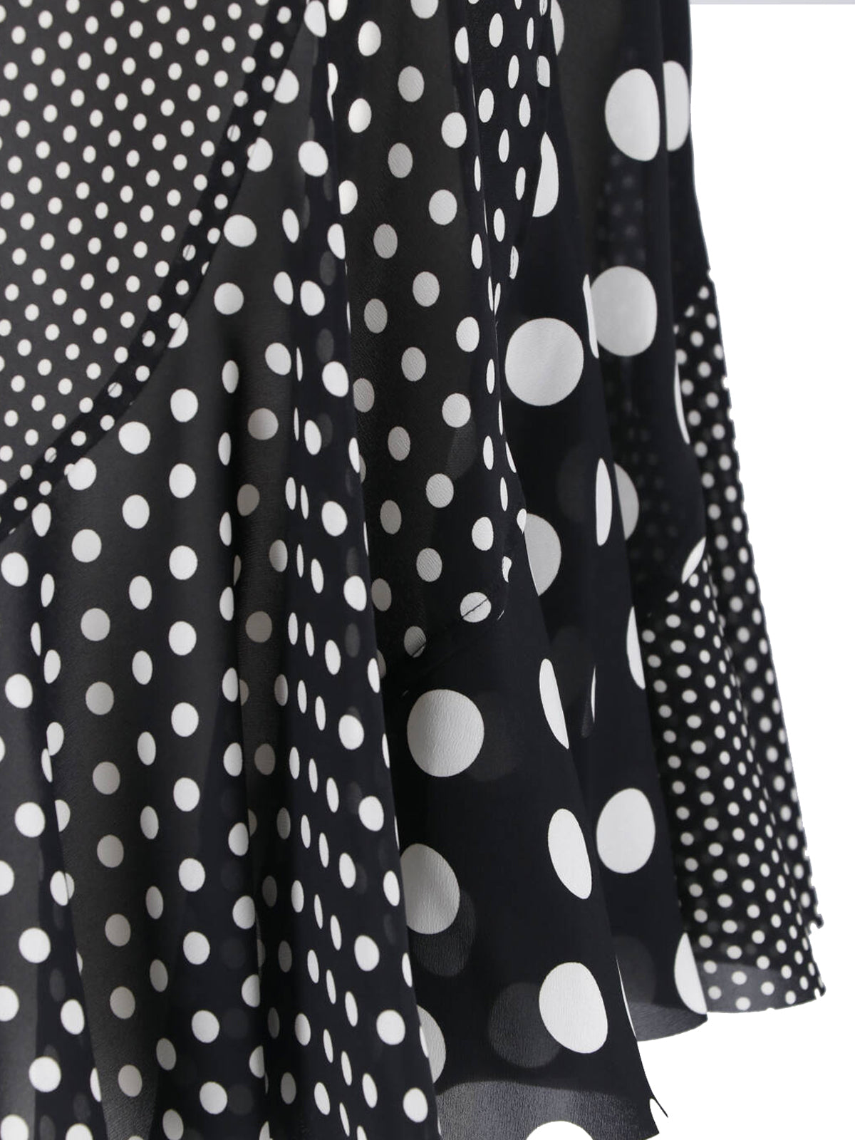 Black Polka Dot Patchwork Ruffled Skirt