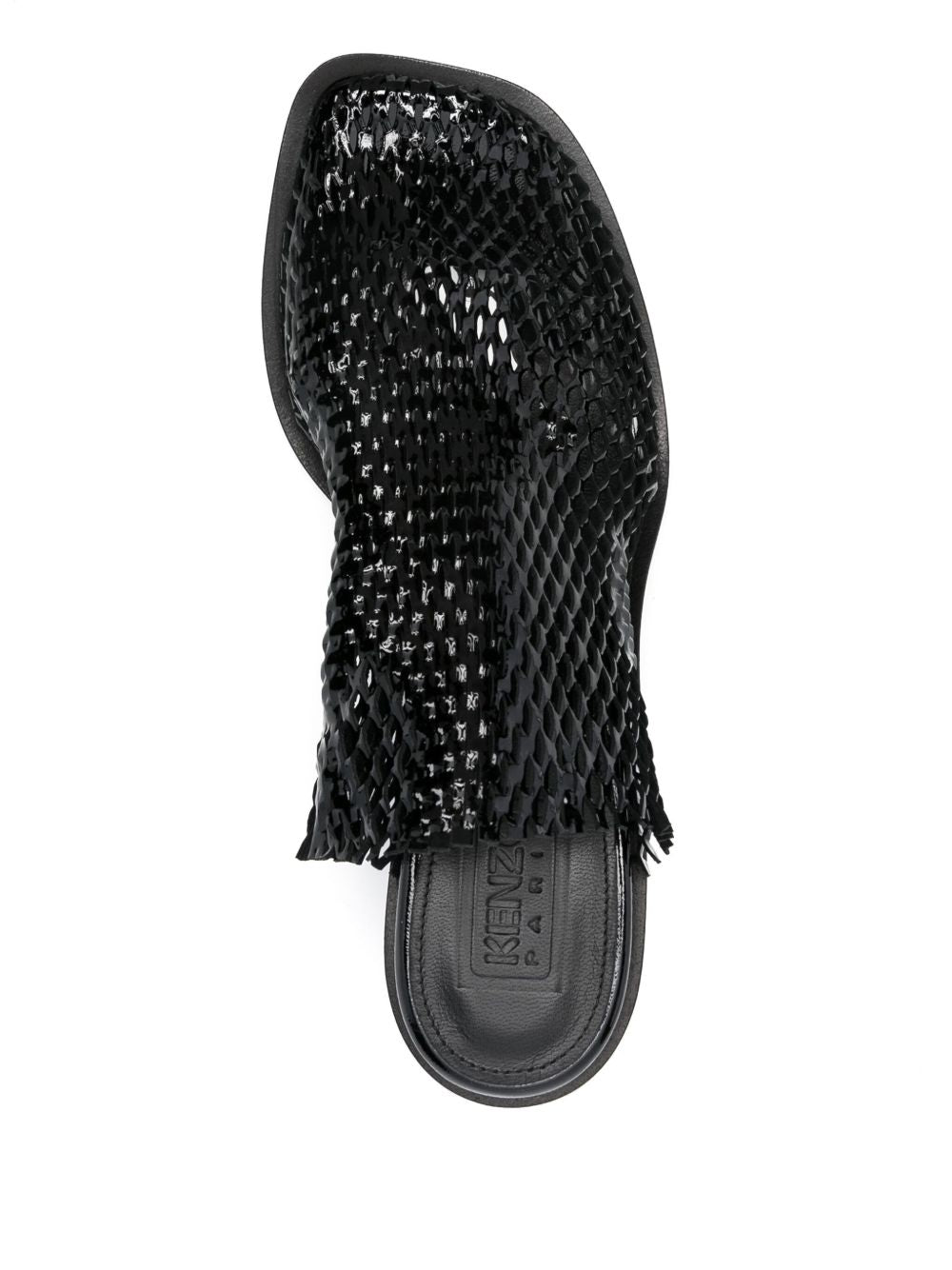 Low Sculpted Heel Black Sandals