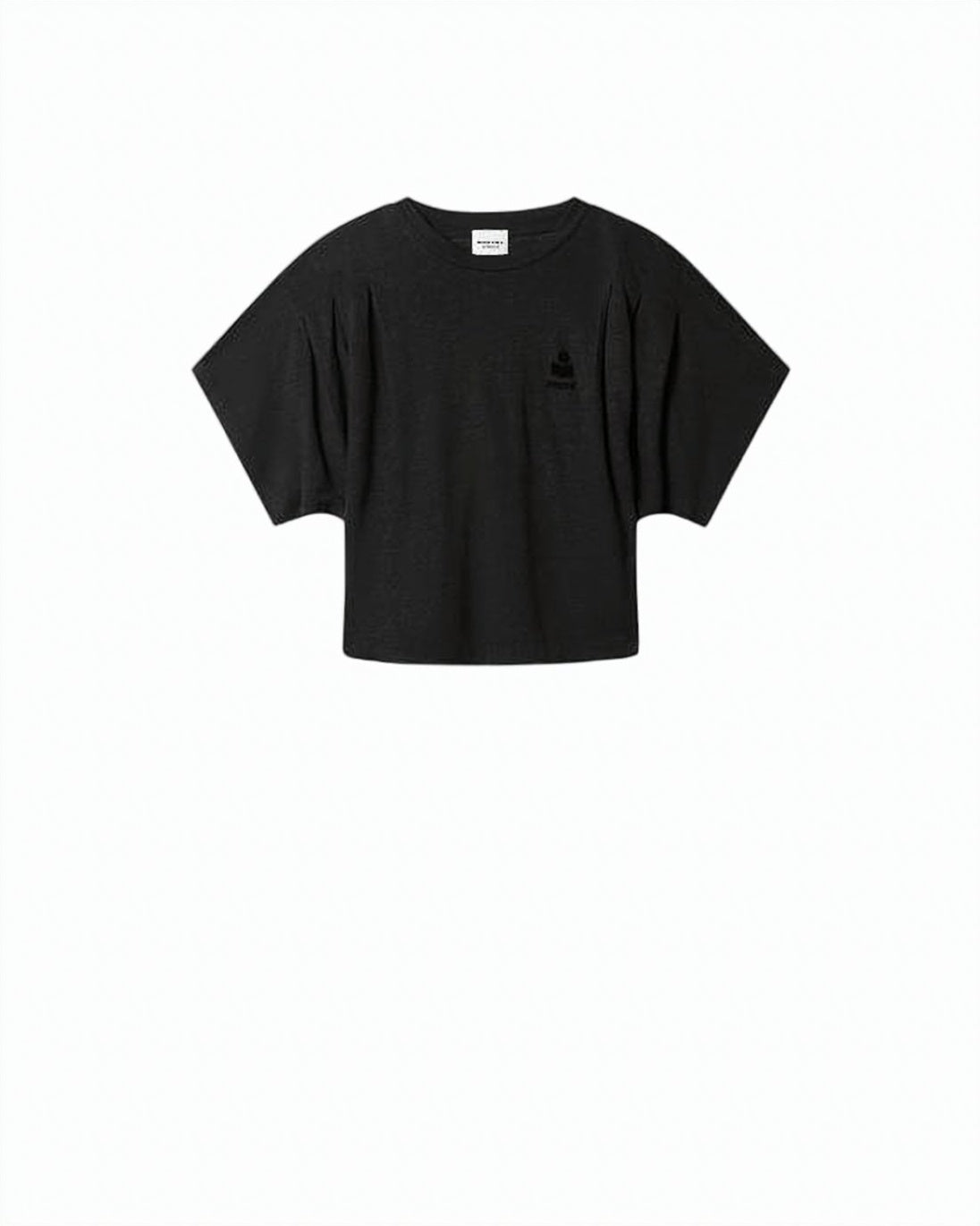 Cropped Linen T-Shirt With Relaxed Fit