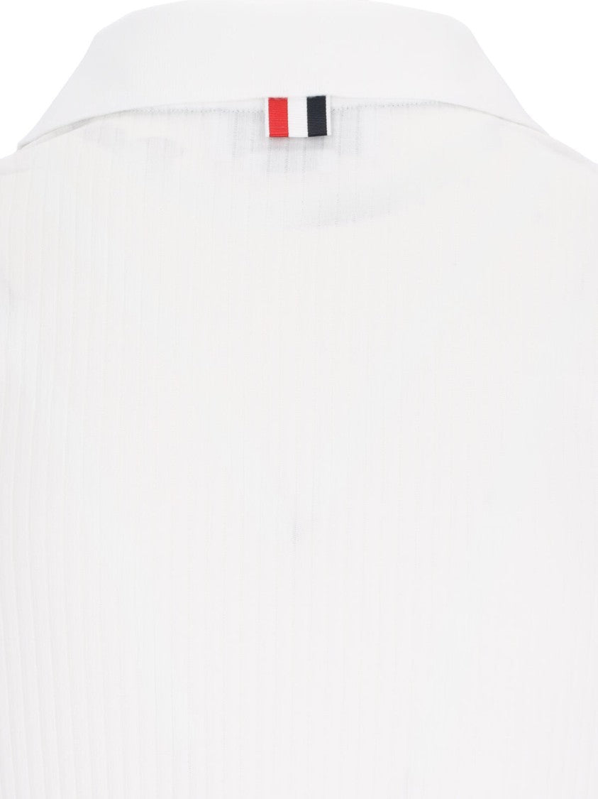 "Three Stripes" Knit Polo – White