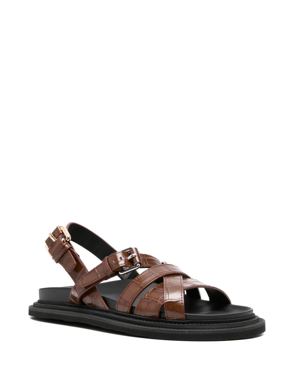 Brown Buckle Strap Sandals