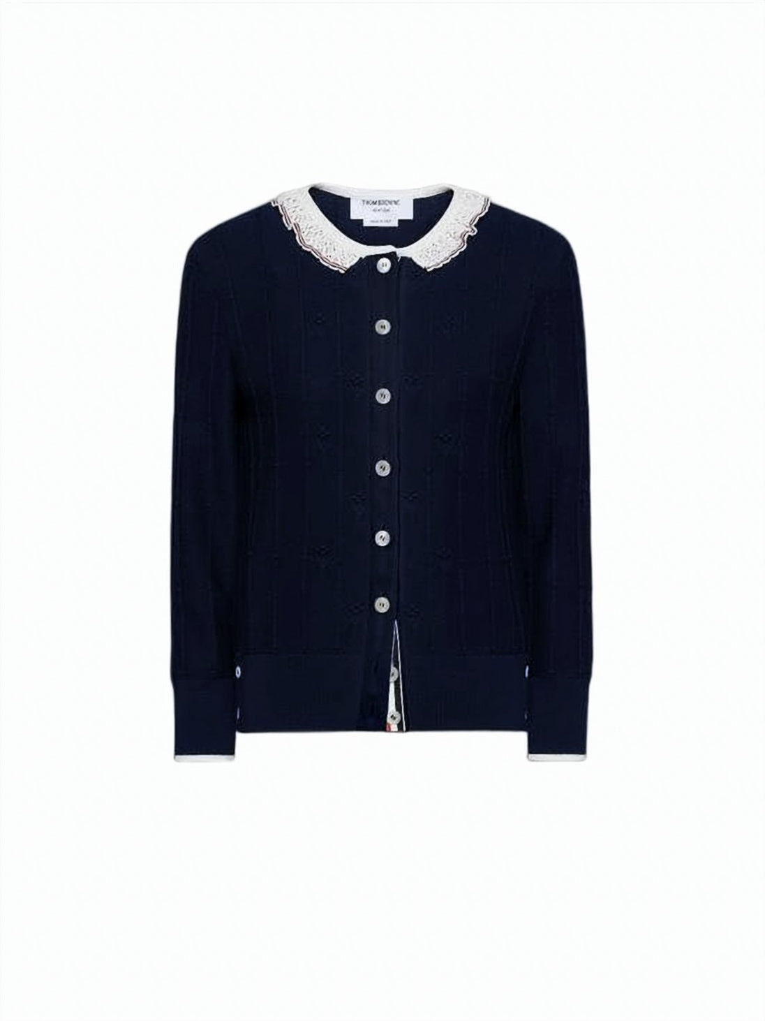 Button-Down Cardigan With Scalloped Collar And Pearl Buttons