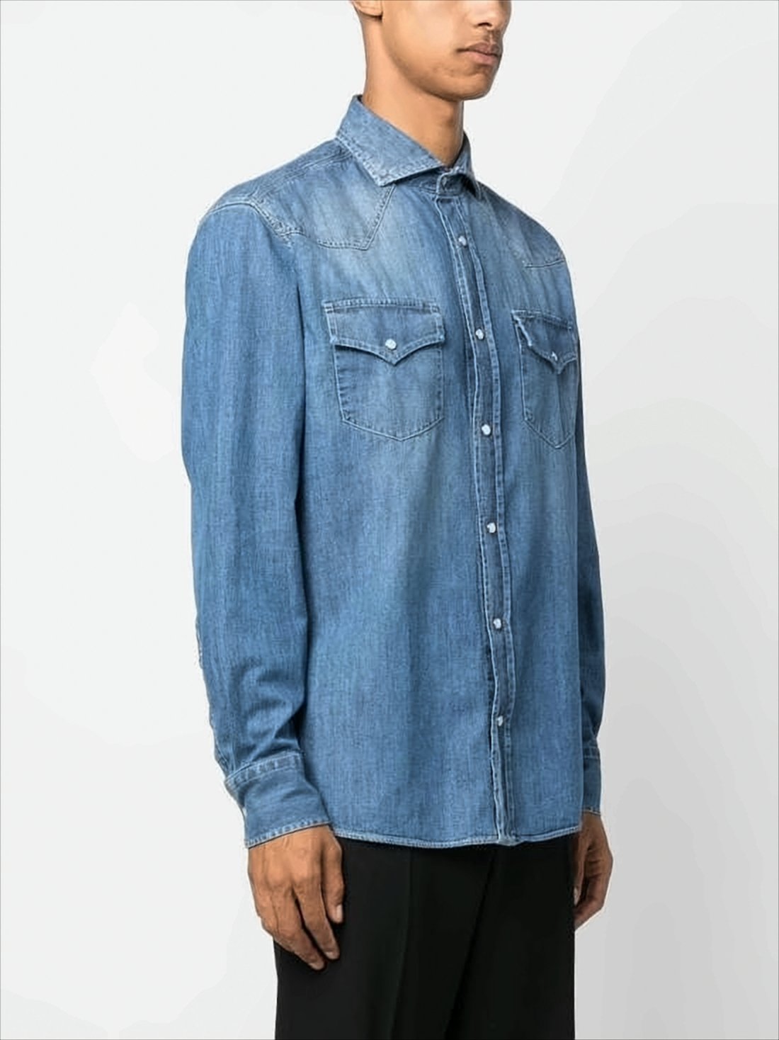Medium Blue Denim Long-Sleeve Shirt