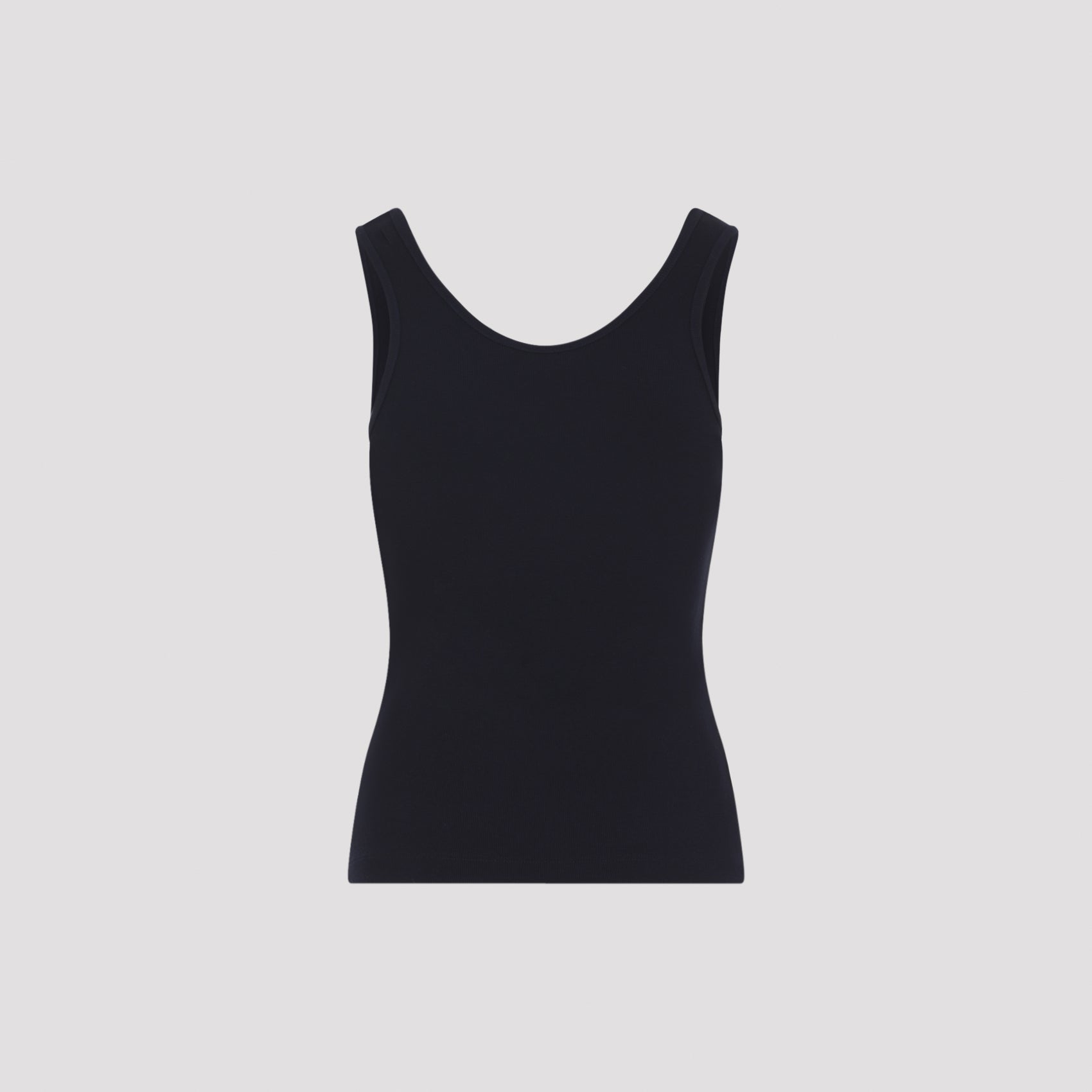 Scoop Neck Fitted Sleeveless Top in Cotton-Modal Blend
