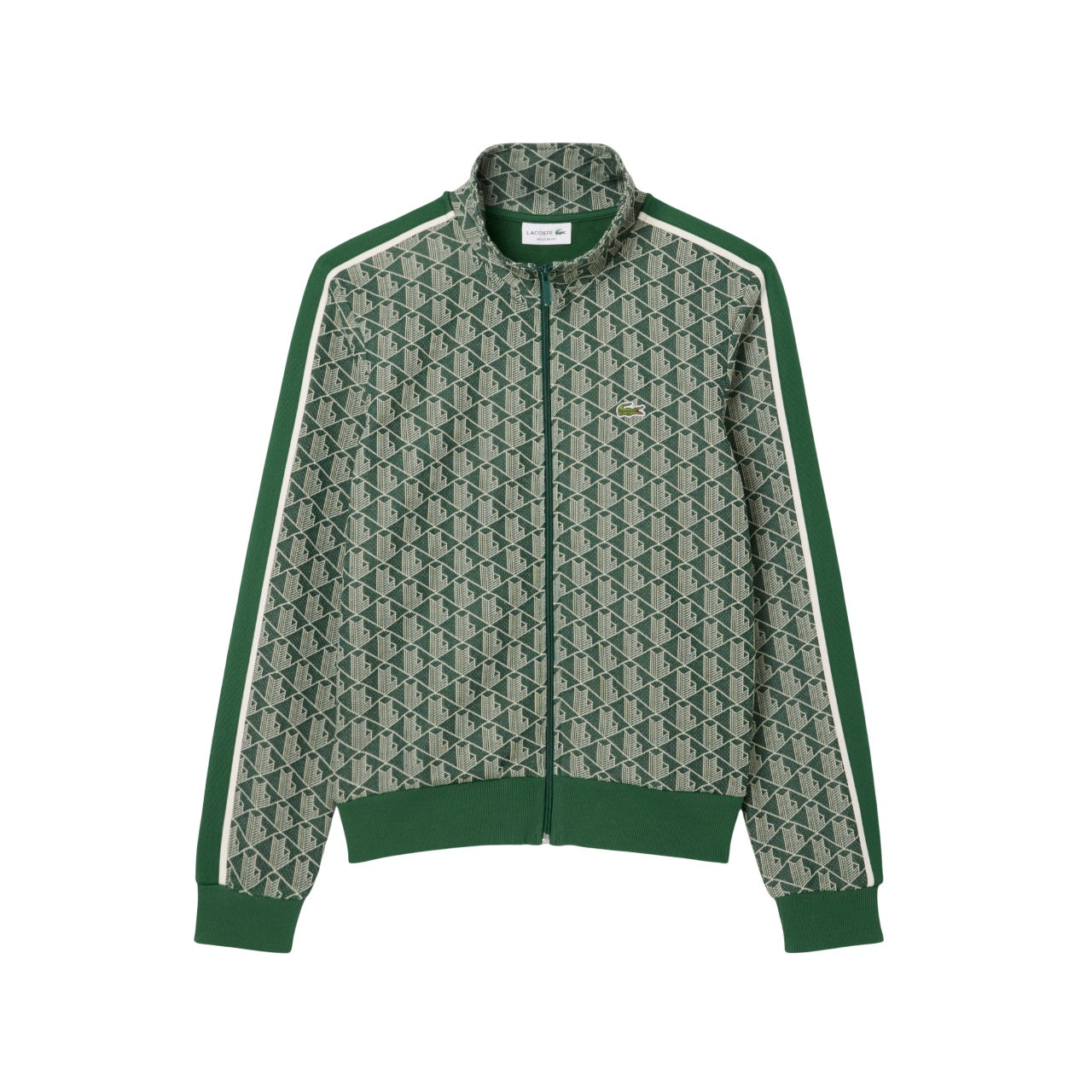 Jacquard Knit Zip-Up Sweatshirt With Contrasting Stripes