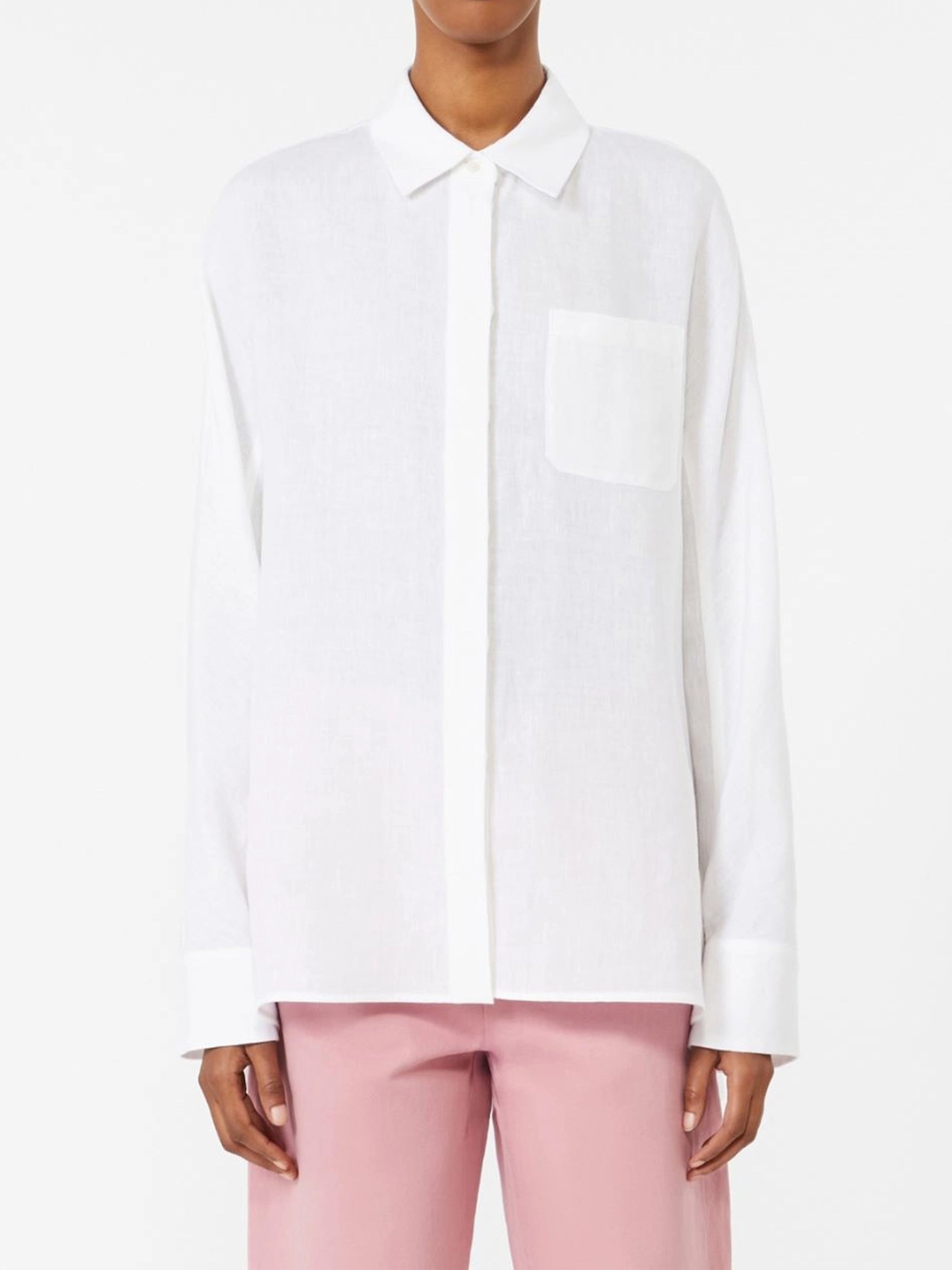 White Smmgala Loose-Fitting Cotton Shirt