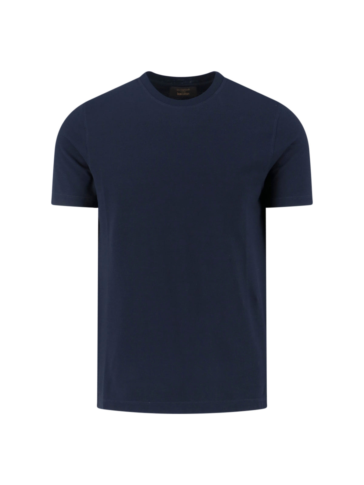 Navy Blue Cotton T-Shirt With Ribbed Finish