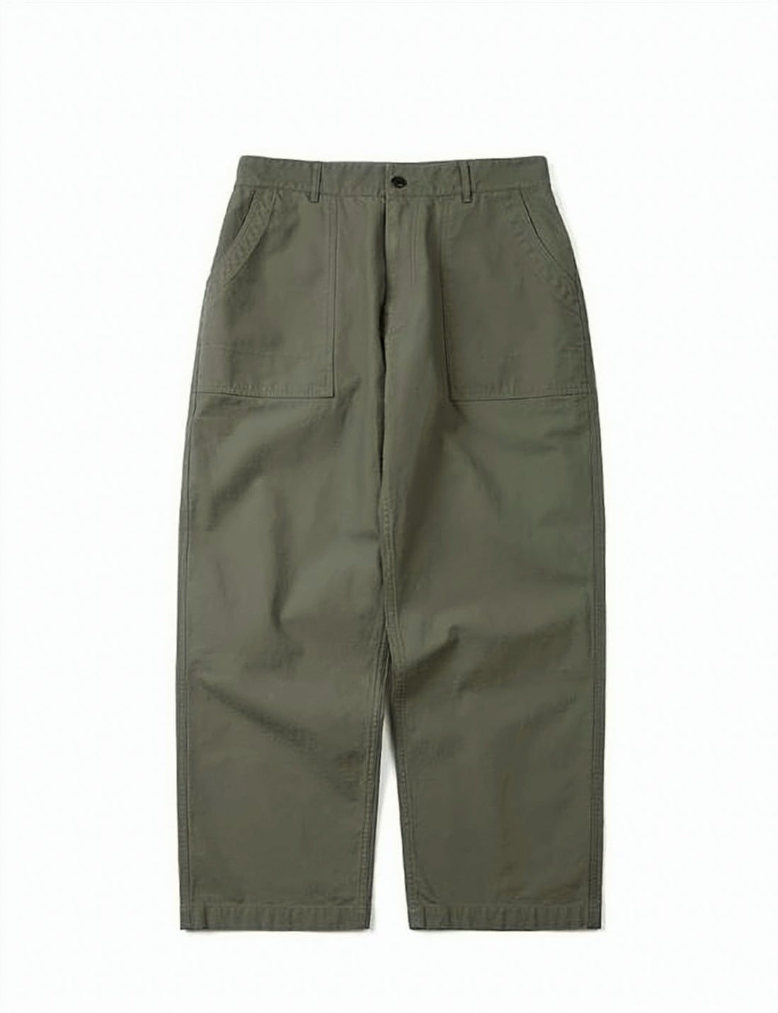 Relaxed Fit Olive Green Straight Pants