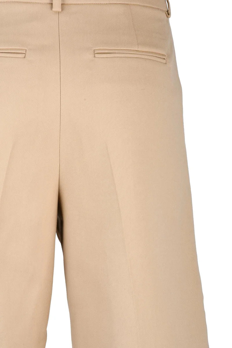 Cotton Viscose Shorts - Beige