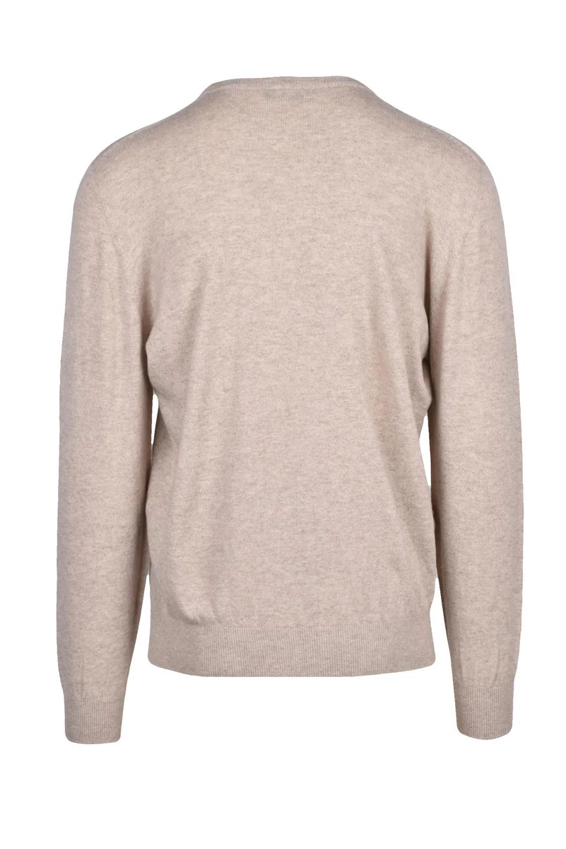 Crew Neck Cashmere Pullover - Beige