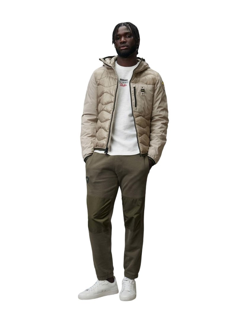 Beige Down Jacket With Hood