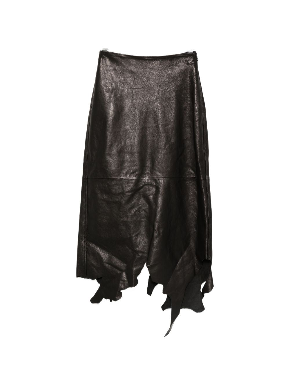 Jagged Hem Midi Skirt In Silk