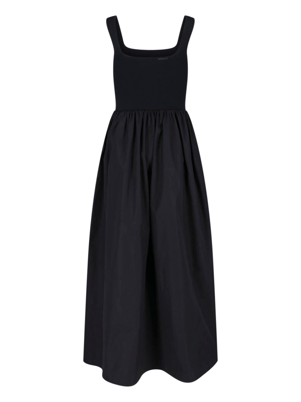 Black Fitted Square Neck Midi Dress