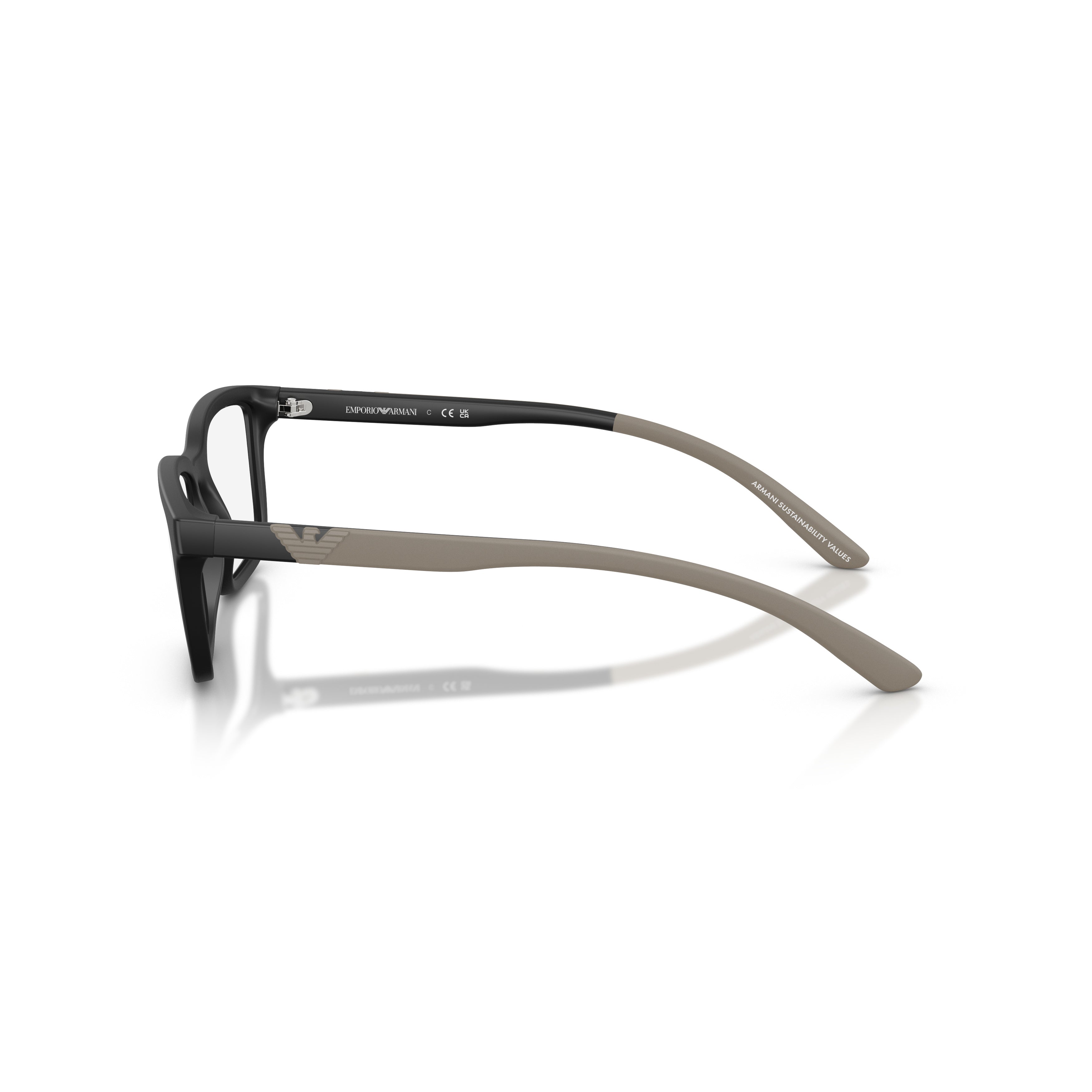 0ea3259 Matte Black Rectangular Eyeglass Frames with Taupe Temples