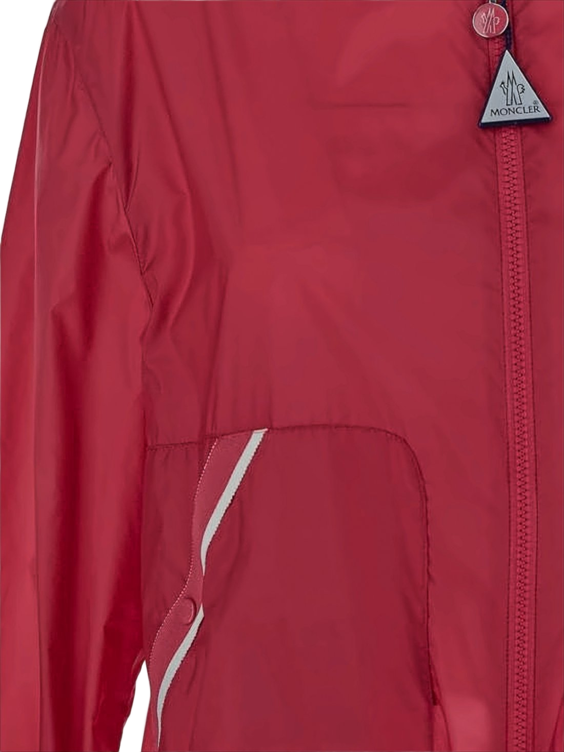 Lightweight Red Hooded Jacket with Front Zipper