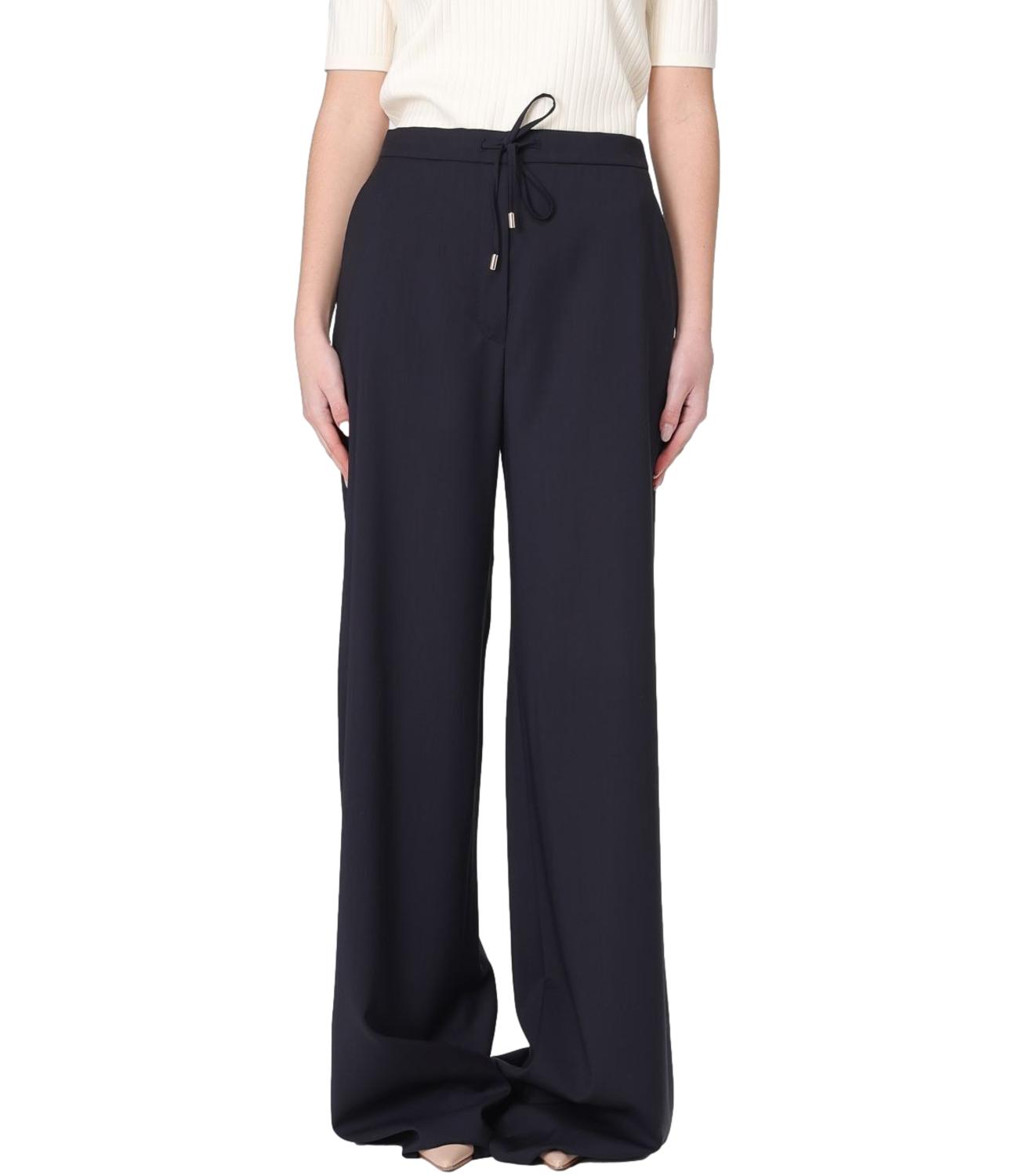 Blue Virgin Wool Casual Trousers