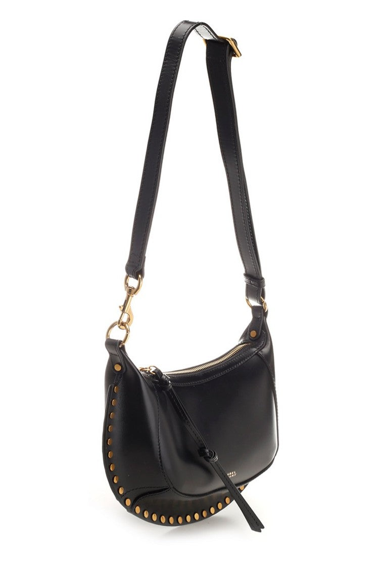 Crescent-Shaped Shoulder Bag with Metallic Studs