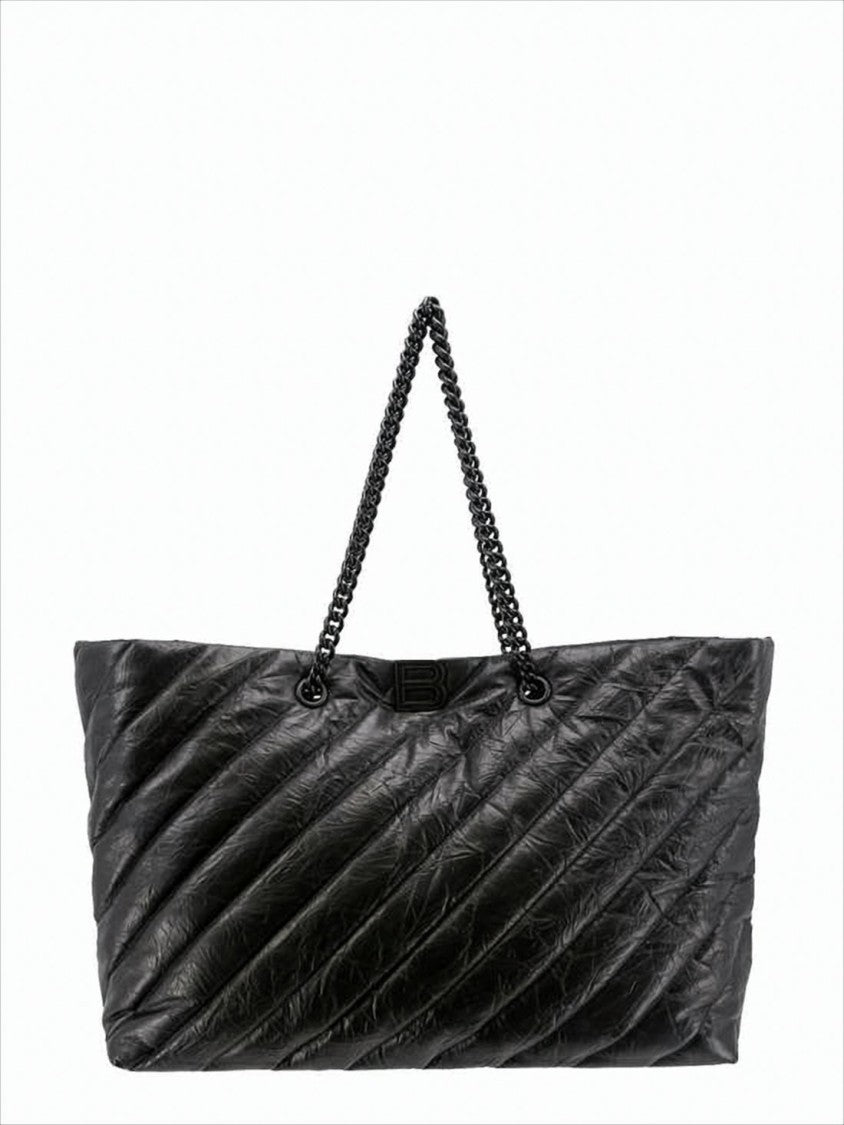 Quilted Calfskin Leather Shoulder Bag with Chain Handles