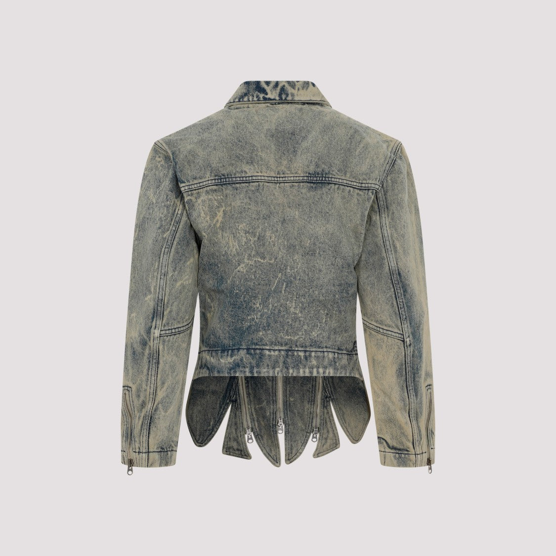 Vintage Beige Tudor Zip Denim Jacket
