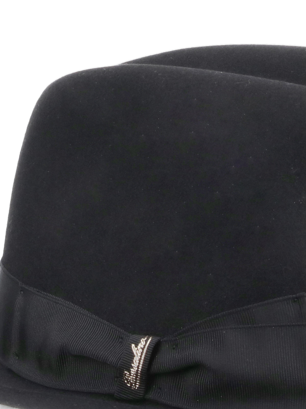 Black Wide-Brim Felt Grosgrain Ribbon Hat