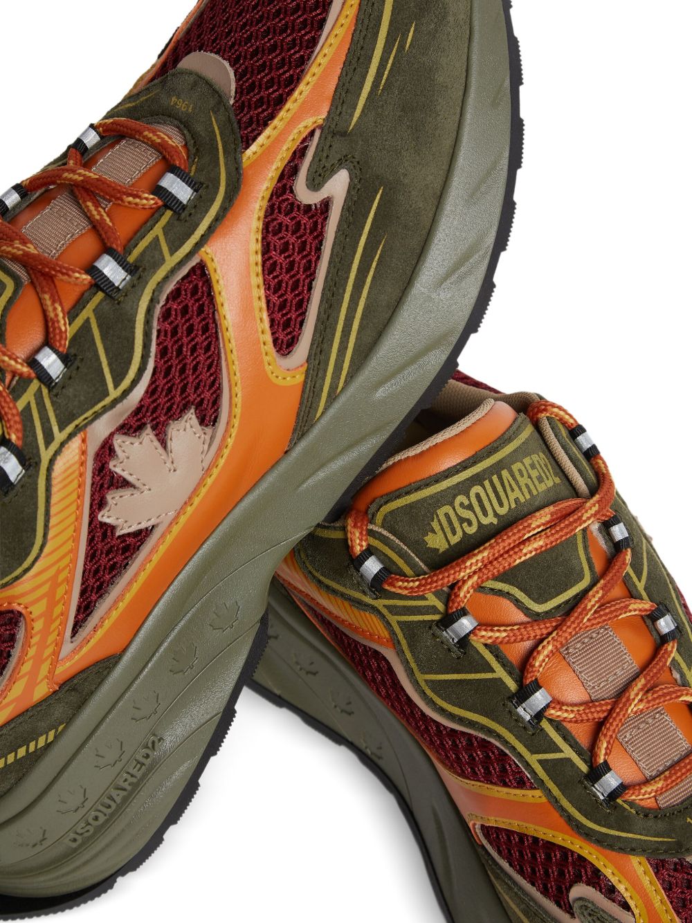 Multicolored Sneakers with Olive Suede