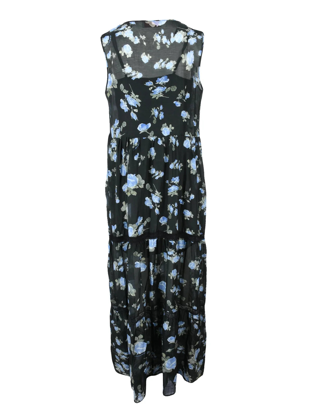 Long Gauzed Dress - Black/Blue