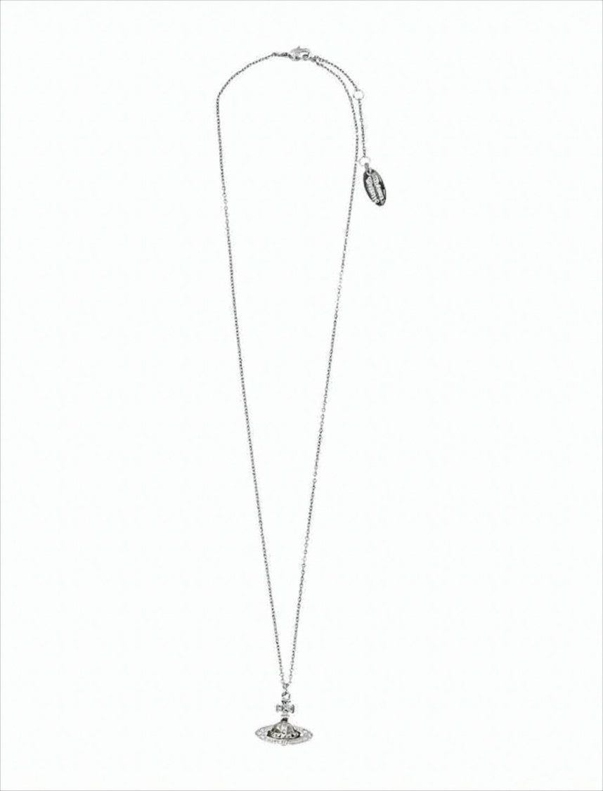 Brass And Crystal Pendant Necklace With Orb Design