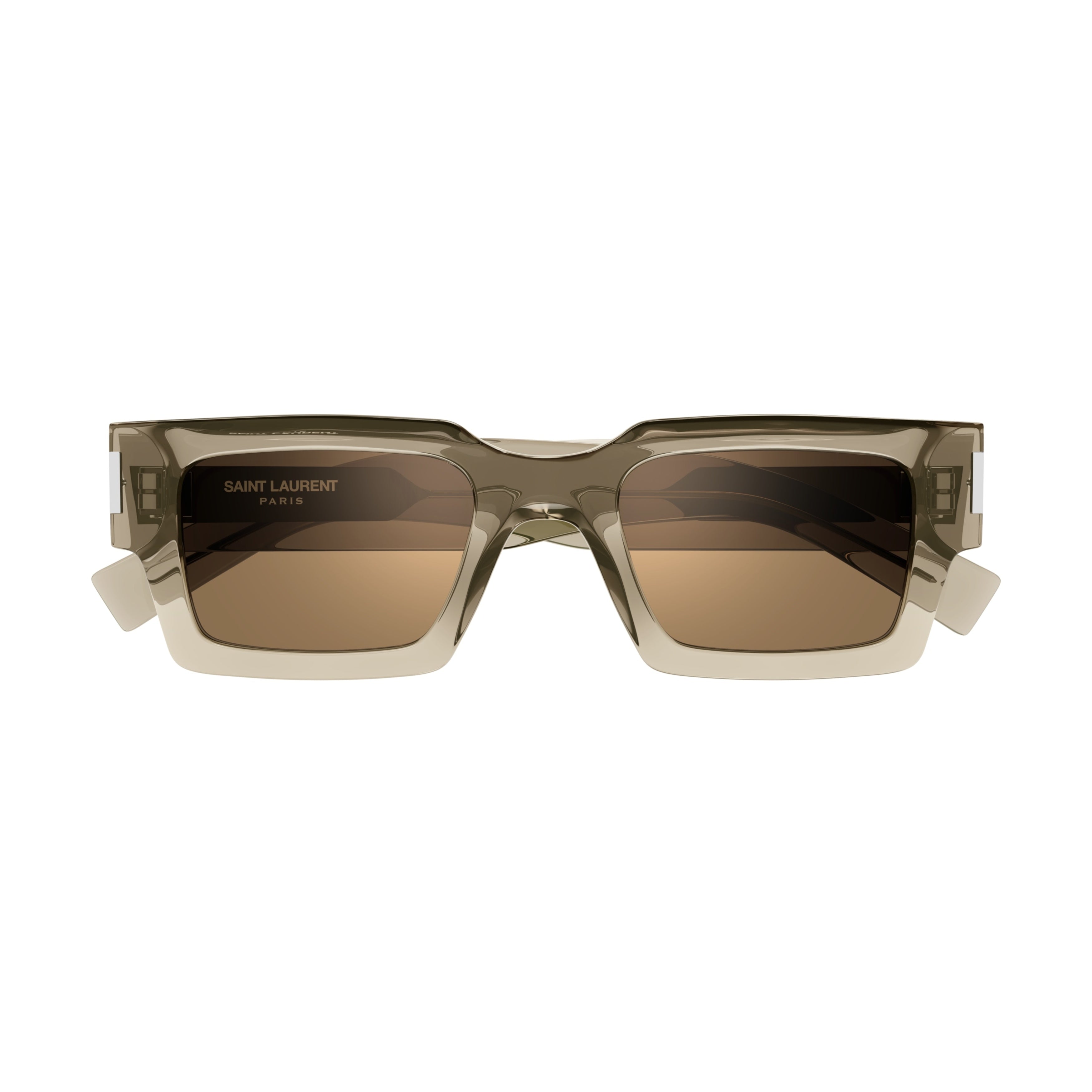 Rectangular Frame Sunglasses with Translucent Taupe Finish