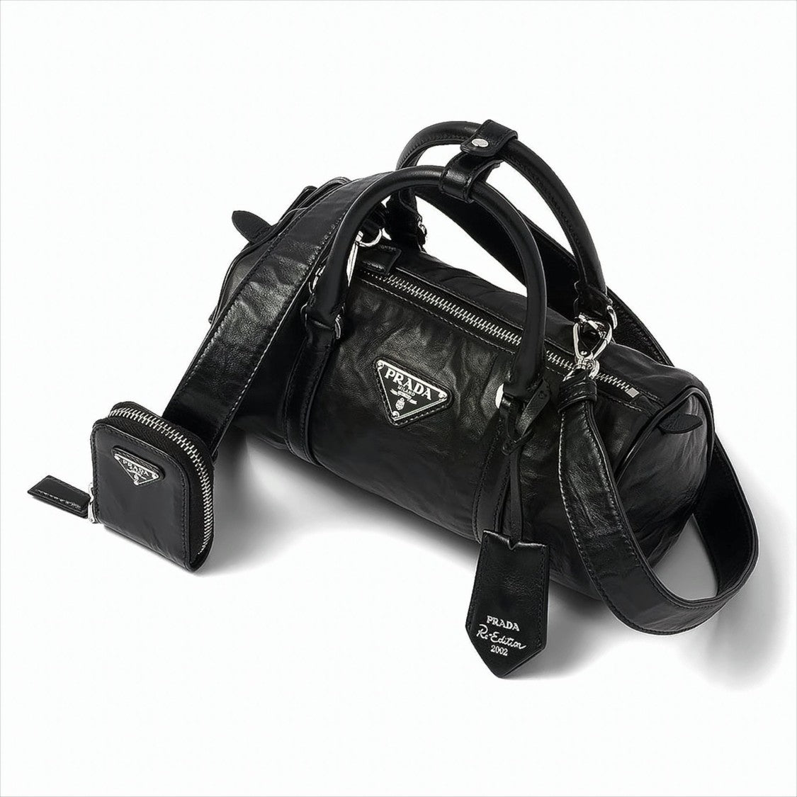 Cylindrical Nappa Leather Tote with Signature Logo