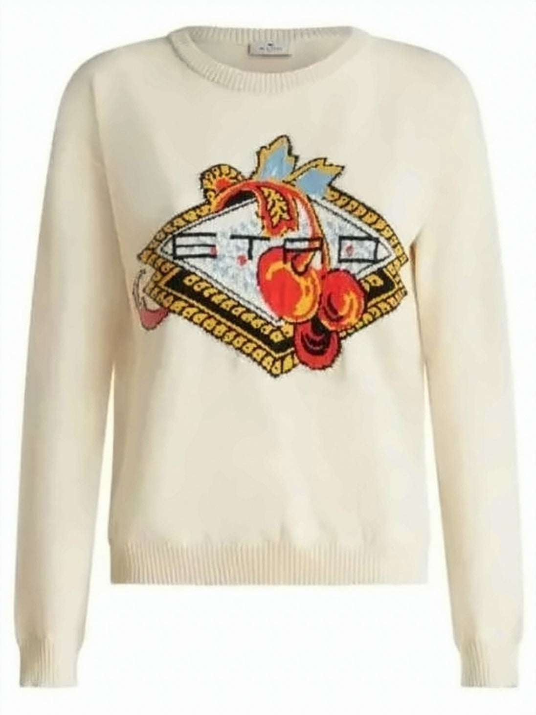Playful Graphic Design Knitwear with Classic Crew Neckline
