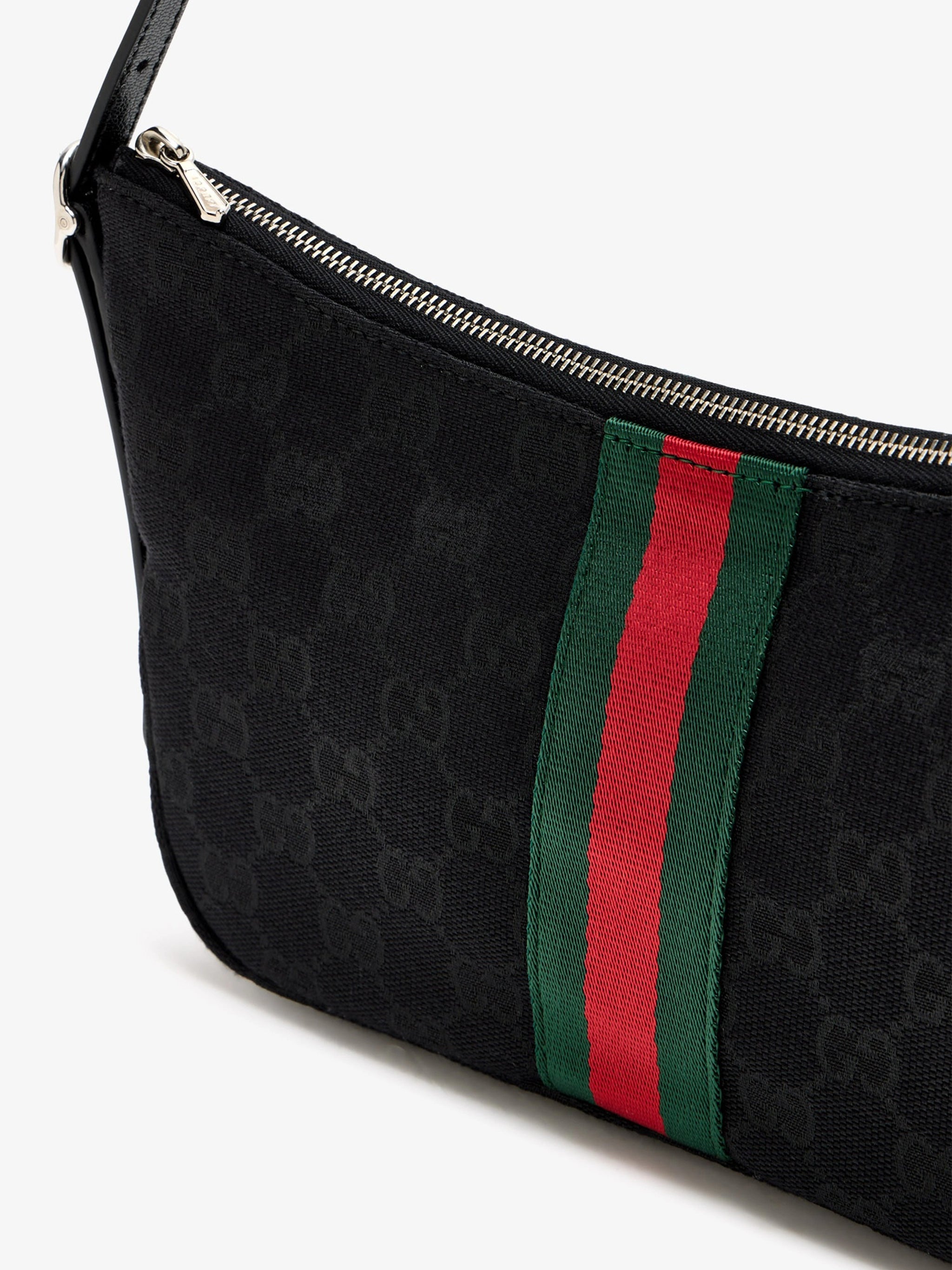 Black Textured Monogram Striped Crossbody Bag