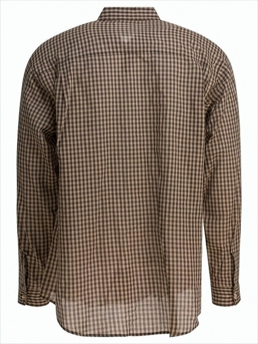Brown Gingham Check Long Sleeve Shirt