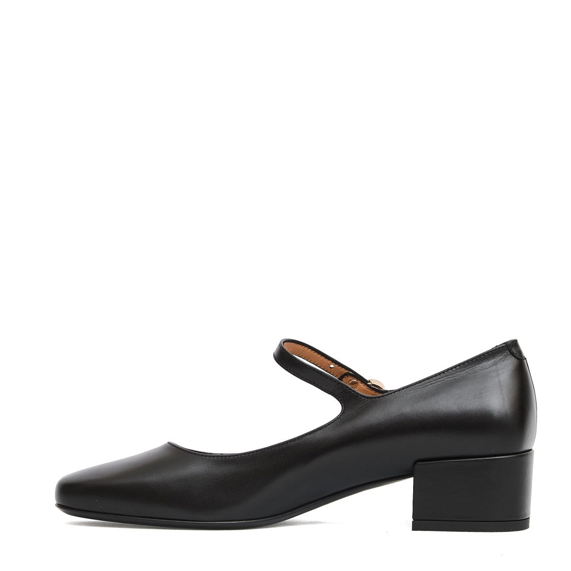 Black Leather Ballerinas With Straps