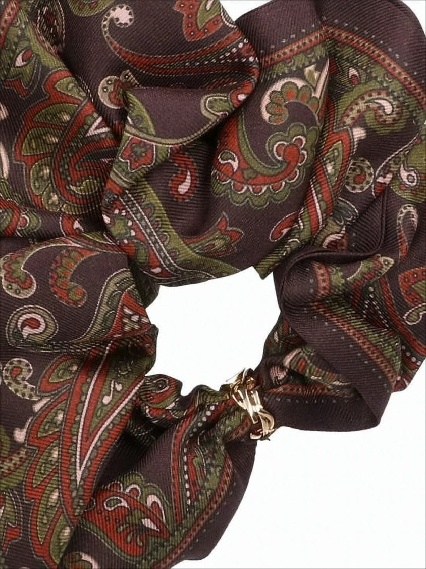 Silk Scrunchie with Rich Paisley Pattern