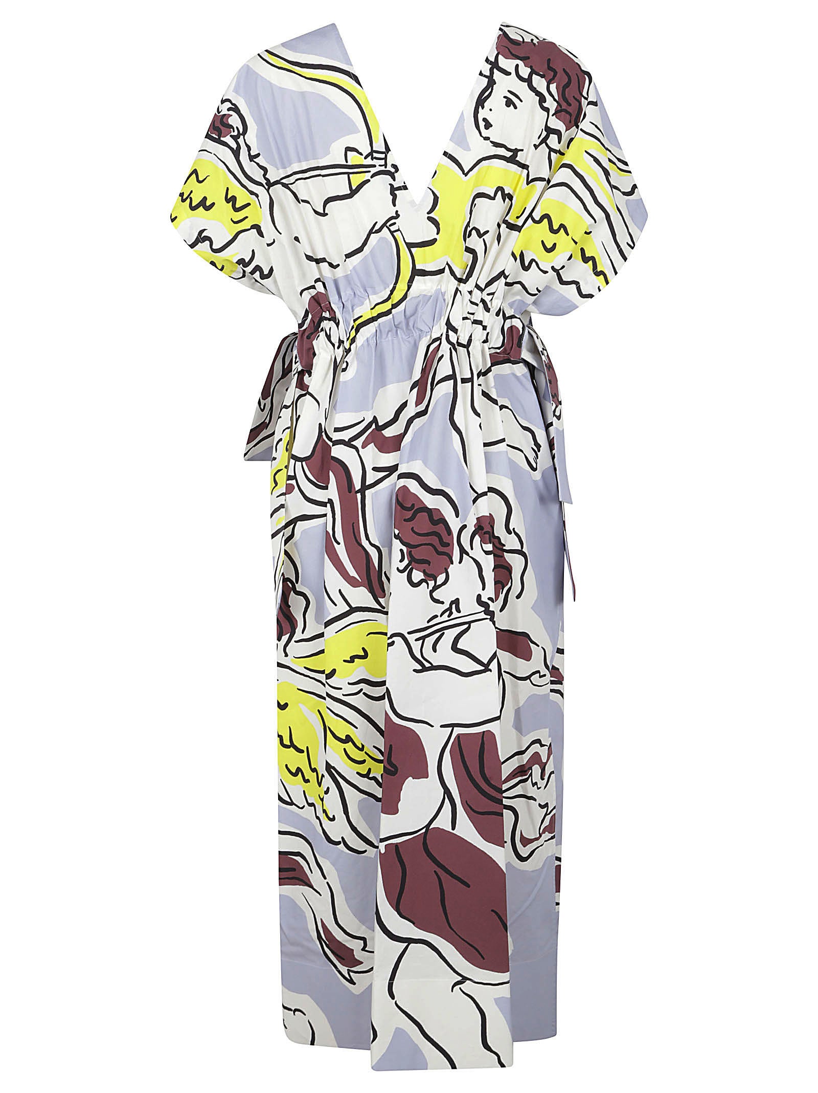 Multicolor Abstract Print Midi Dress