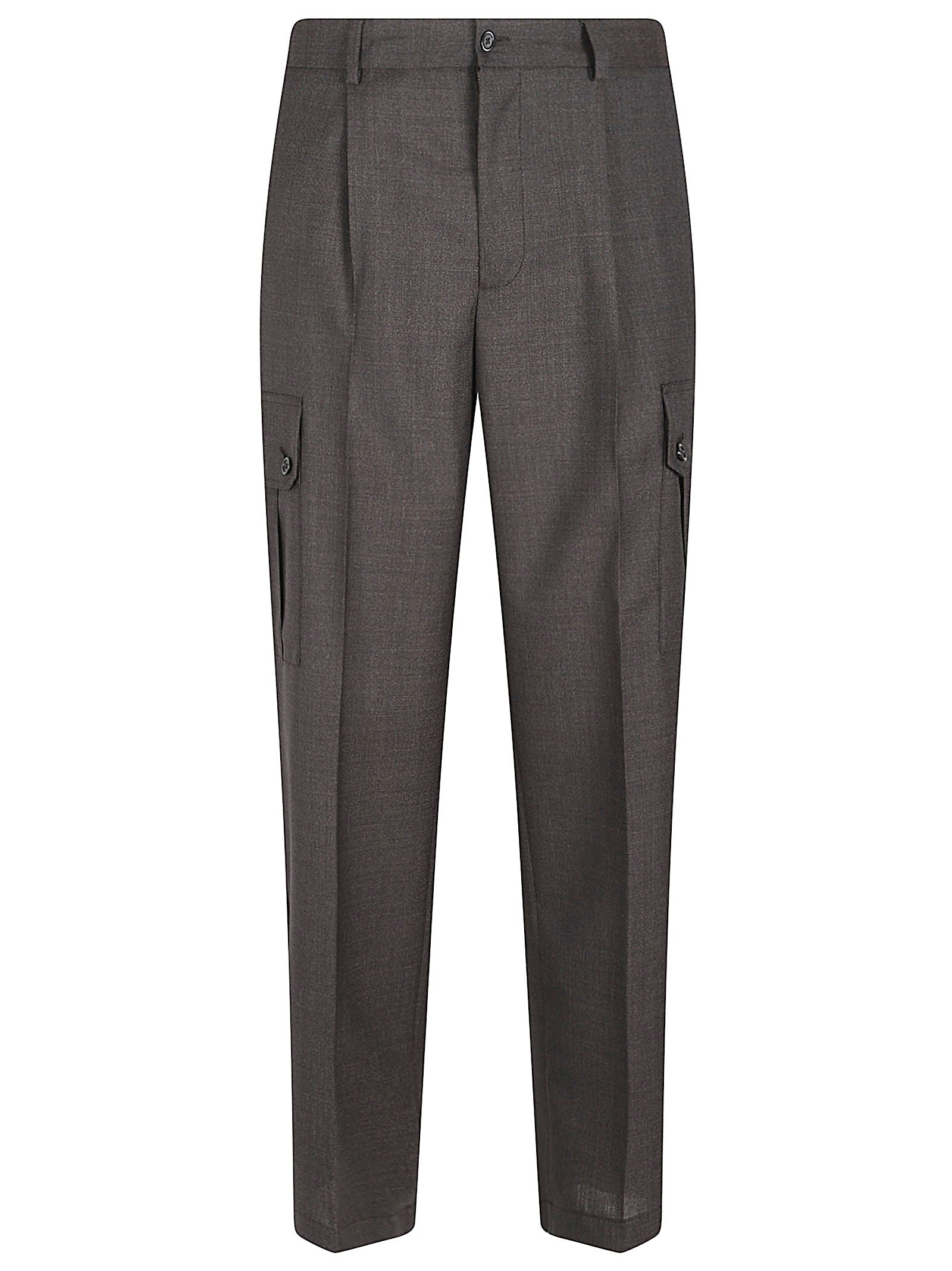 Straight-Leg Tailored Trousers with Textured Fabric