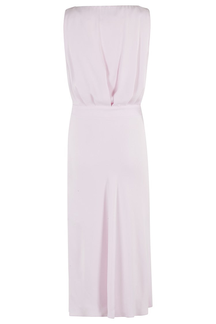 Sleeveless Midi Dress With Corset Effect