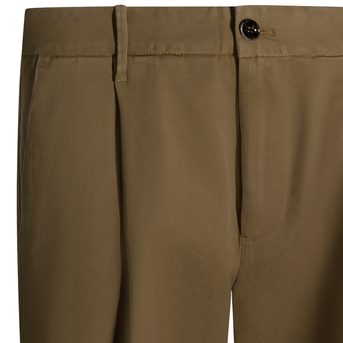Brown High-Waist Trousers With Pleated Front