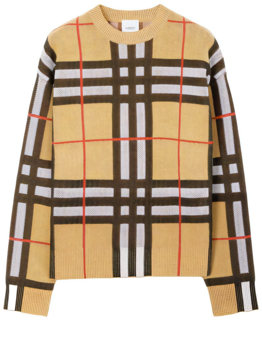 Bold Check Pattern Sweater with Textured Finish