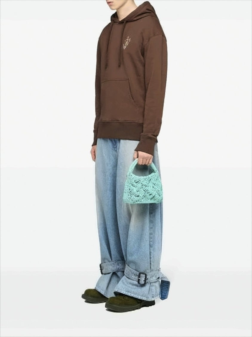 Relaxed Fit Brown Hoodie with Embroidered Logo