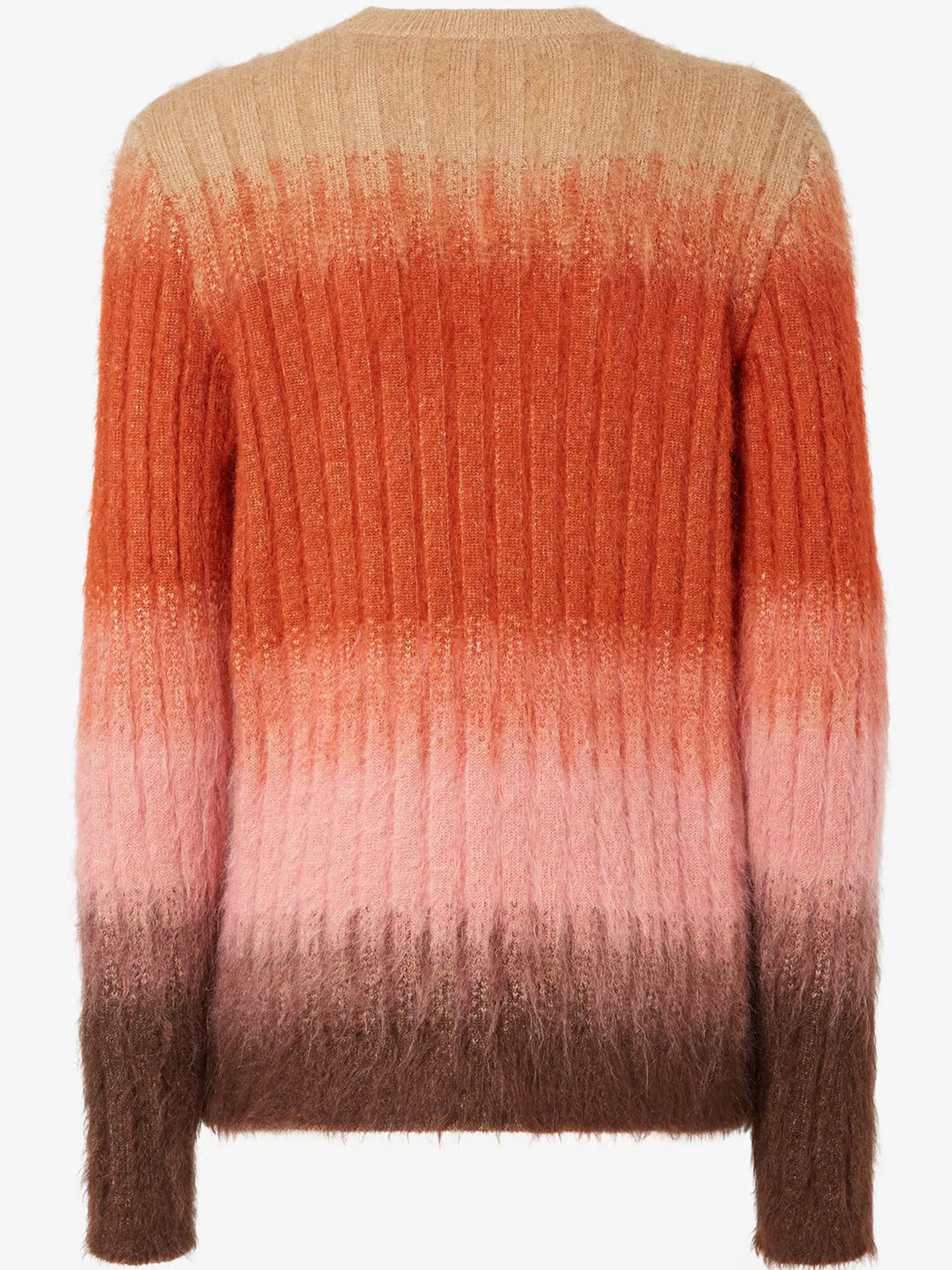 Gradient Ribbed Wool Crew Neck Sweater