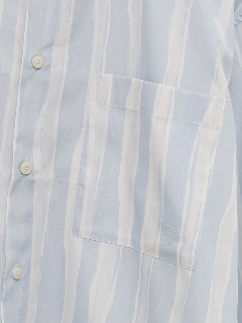 Relaxed Fit White Striped Silk-Nylon Shirt