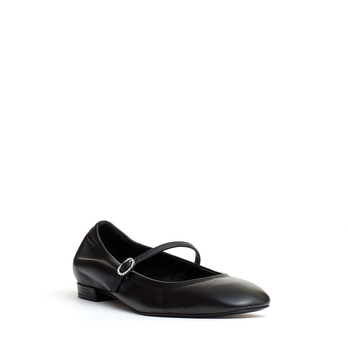 Ballerina With Strap Black Leather