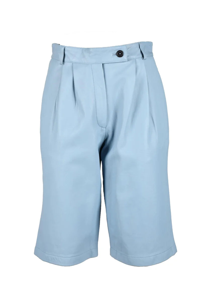 Leather Bermuda Shorts - Light Blue